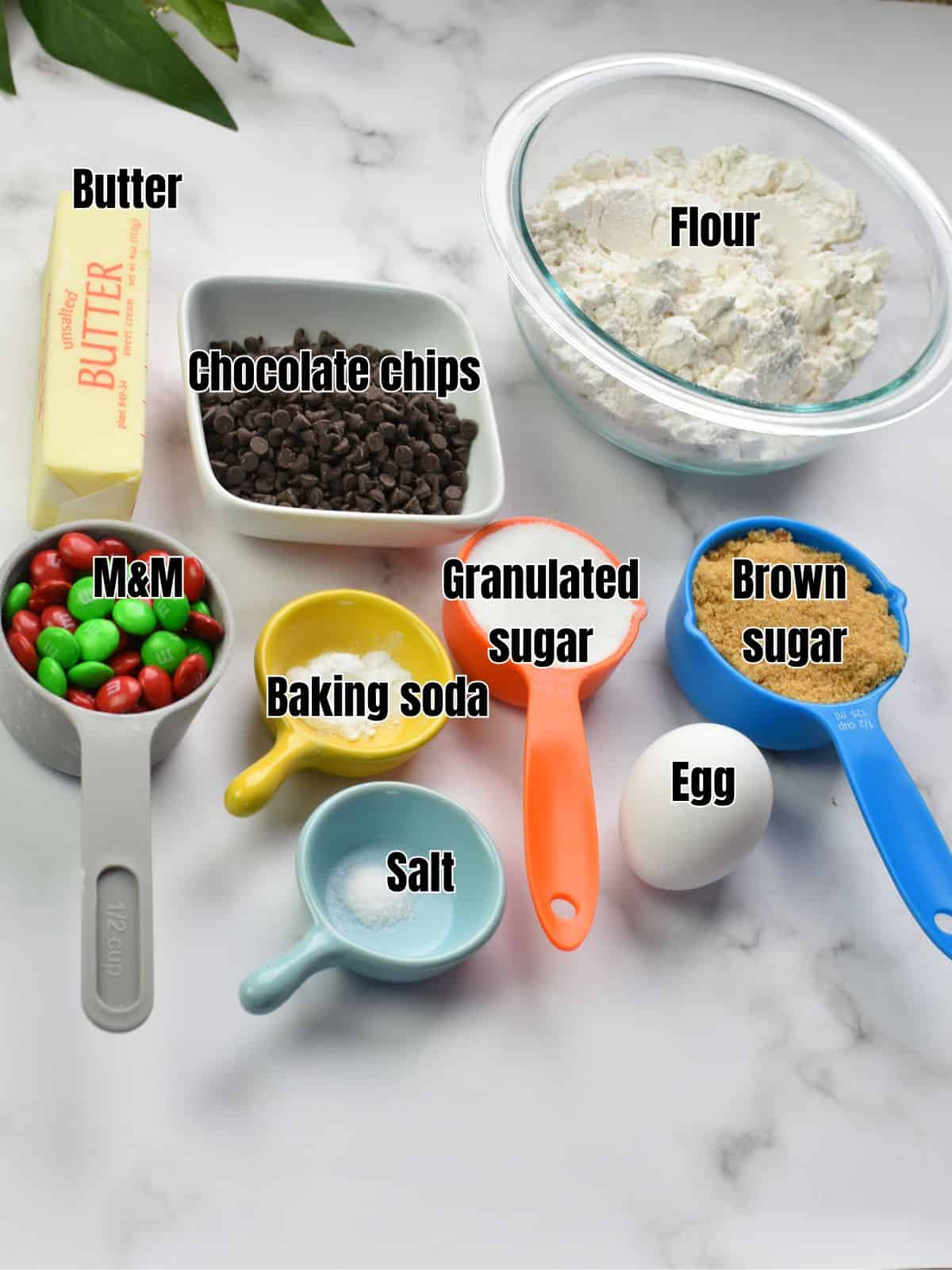 One-Bowl Chewy M&M Cookie Bars (in 30 minutes) Ingredients