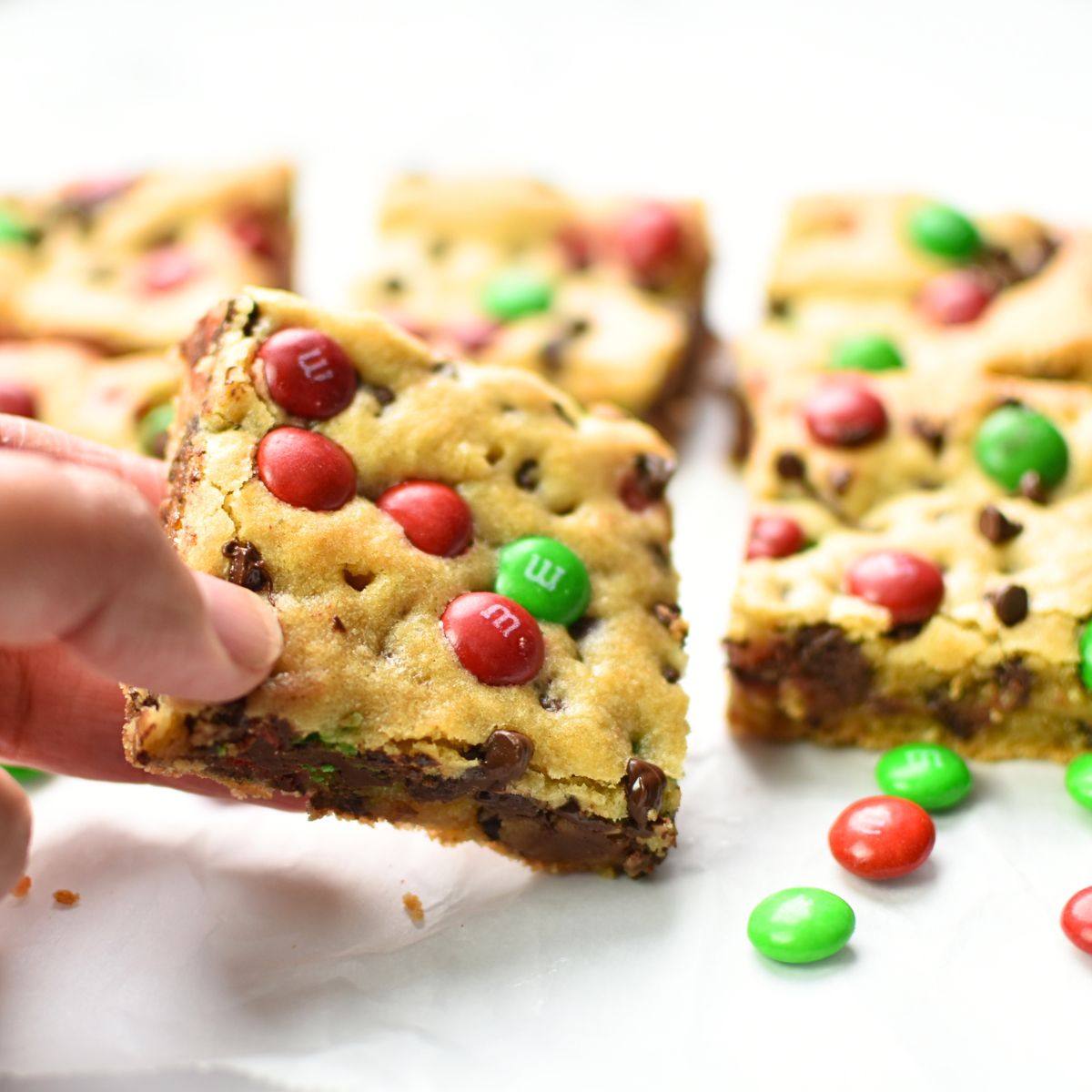 One-Bowl Chewy M&M Cookie Bars (in 30 minutes)